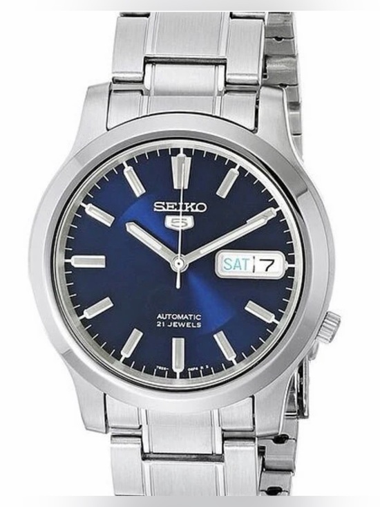 Seiko Other - Seiko 5 Automatic Blue Dial Watch with Stainless Steel Bracelet #SNK793